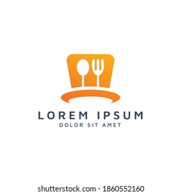 hat and food negative space logo design