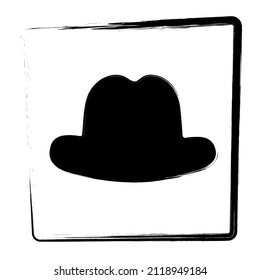 Hat, framed brush strokes, vector illustration.