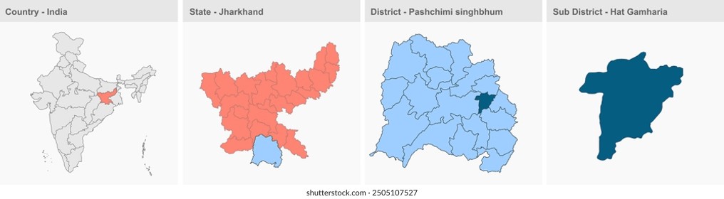 Mapa de Hat Gamharia, Distrito de Pashchimi Singhbhum, Estado de Jharkhand, República de la India, Gobierno de Jharkhand, Territorio indio, India oriental, política, aldea, turismo