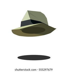 hat gangster. Icon. Vector. Beige color hat is a classic. Gangster of America. Fields