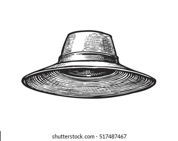 Hat of gardener. Sketch vector