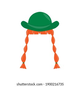 Sombrero, cola de jengibre. Elemento para el Día de San Patricio. Ilustración vectorial de dibujos animados para invitación de pub, diseño de camisetas, tarjetas o decoración