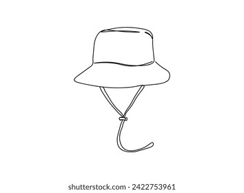 Hat, Girl and Boys Single Line Drawing
