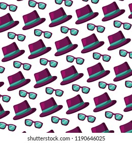 hat and glasses accessories carnival party pattern