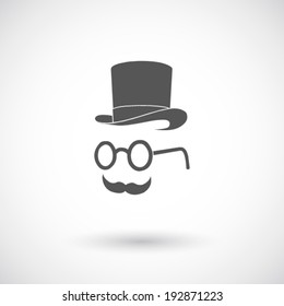Hat glasses and book. Hipster elements and icons.