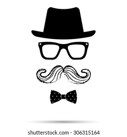 Movember Retro Party Printable Glasses Hats Stock Vector (Royalty Free ...