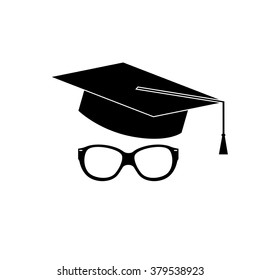  hat and glasses, education icon