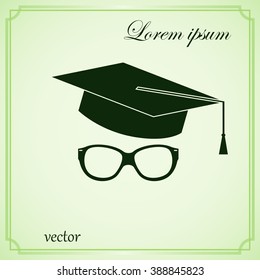 hat and glasses, education icon