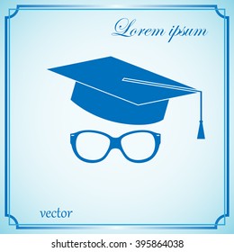 hat and glasses, education icon