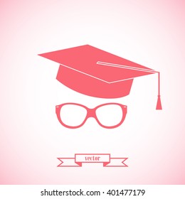 hat and glasses, education icon