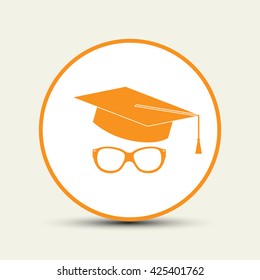 hat and glasses, education icon