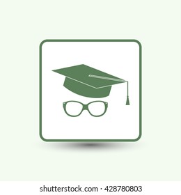 hat and glasses, education icon