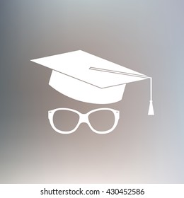 hat and glasses, education icon