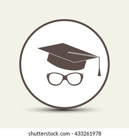 hat and glasses, education icon