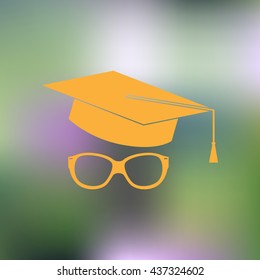 hat and glasses, education icon