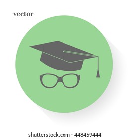 hat and glasses, education icon