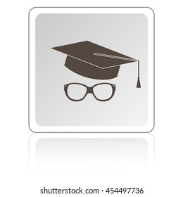 hat and glasses, education icon