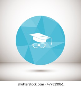 hat and glasses, education icon