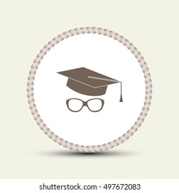 hat and glasses, education icon