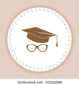 hat and glasses, education icon