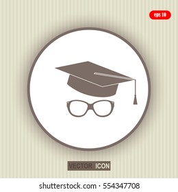 hat and glasses, education icon