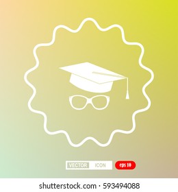 hat and glasses, education, icon, vector