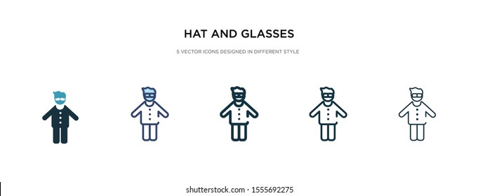 hat and glasses icon in different style vector illustration. two colored and black hat and glasses vector icons designed in filled, outline, line stroke style can be used for web, mobile, ui