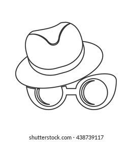 Hat and glasses icon. Hipster style concept, vector graphic 