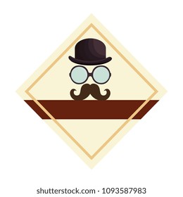 hat with glasses and mustache emblem hipster style