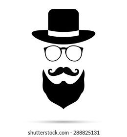 Hat, Glasses , and Mustache gentleman Set. Vector illustration