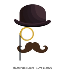hat with glasses and mustache hipster style