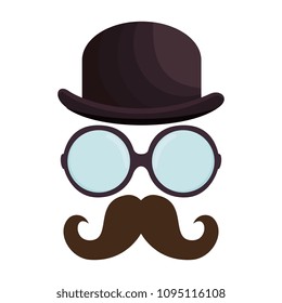 hat with glasses and mustache hipster style