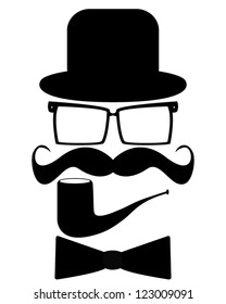 Hat, glasses, mustache, pipe and butterfly