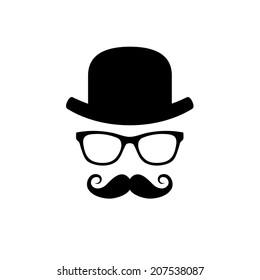 Hat, Glasses and Mustache Set. Vector illustration