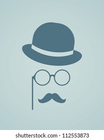 Hat, glasses and mustache. Vector illustration