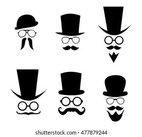 Hat, glasses and mustache. Vector illustration