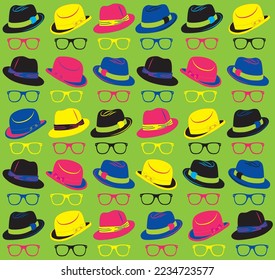 Hat glasses sunglasses vacation bcakground vector