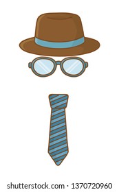 hat with glasses and tie