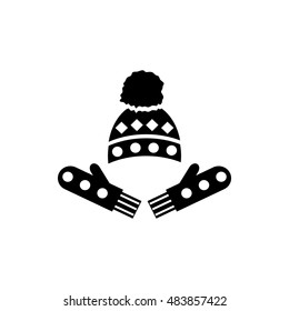 Hat and gloves icon in simple style isolated on white background. Wear symbol vector illustration