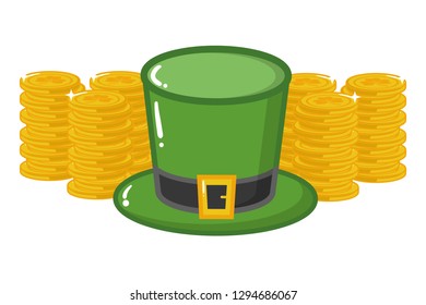 hat and golden coins happy st patricks day vector illustration