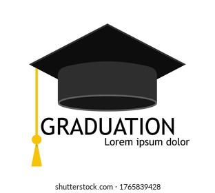 Hat Of Graduate. Cap For Student Of University Or School. Icon Of Education And Diploma. Hat With Tassel For Master College, Academy. Degree Professor Or Scholar. Academic, Study Symbol. Vector.