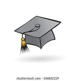 hat graduate student in a painted style on a white background