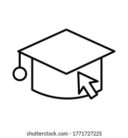 hat graduation with arrow mouse line style icon vector illustration design