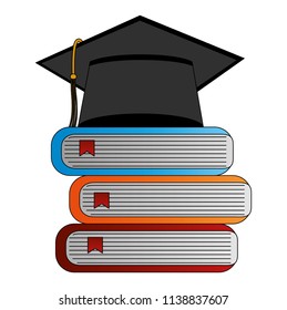 hat graduation with books