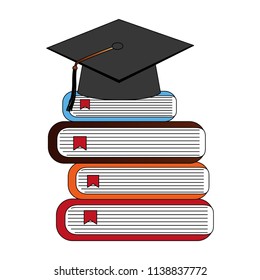 hat graduation with books