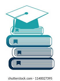 hat graduation with books