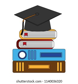 hat graduation with books