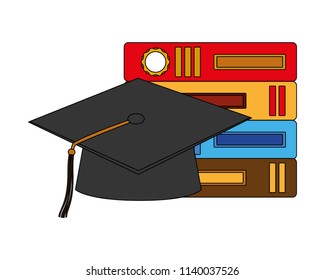 hat graduation with books