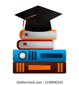 hat graduation with books