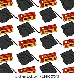 hat graduation with books pattern